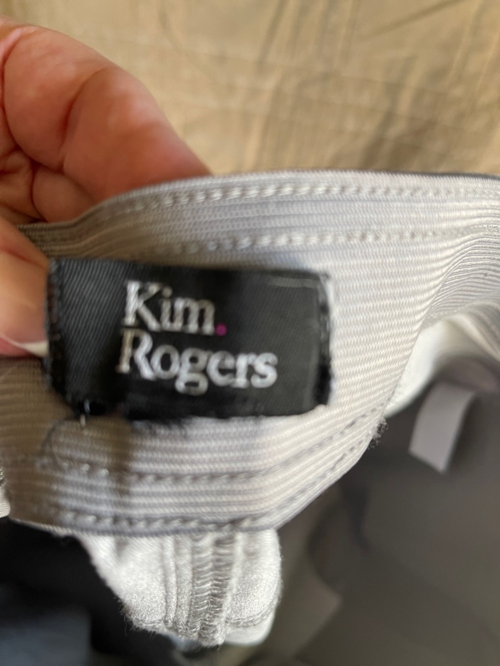 Kim Rogers Light Gray Trousers with Subtle Stripe Detail
